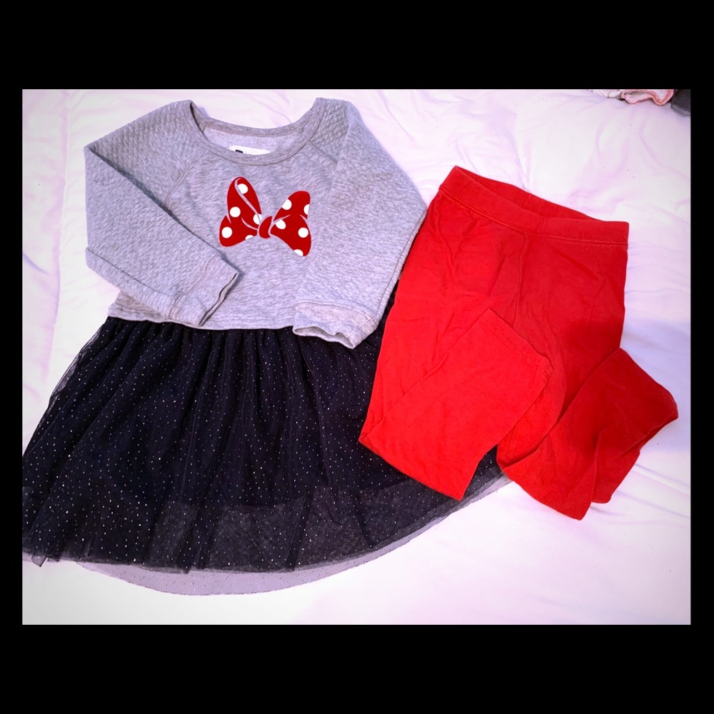 Gap Minnie Mouse Dress and leggings.